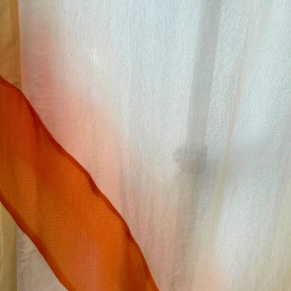 NWT BCBGeneration Colorblock Blouse S Split Sleeve Tie Accent Orange White Gray - Picture 10 of 12